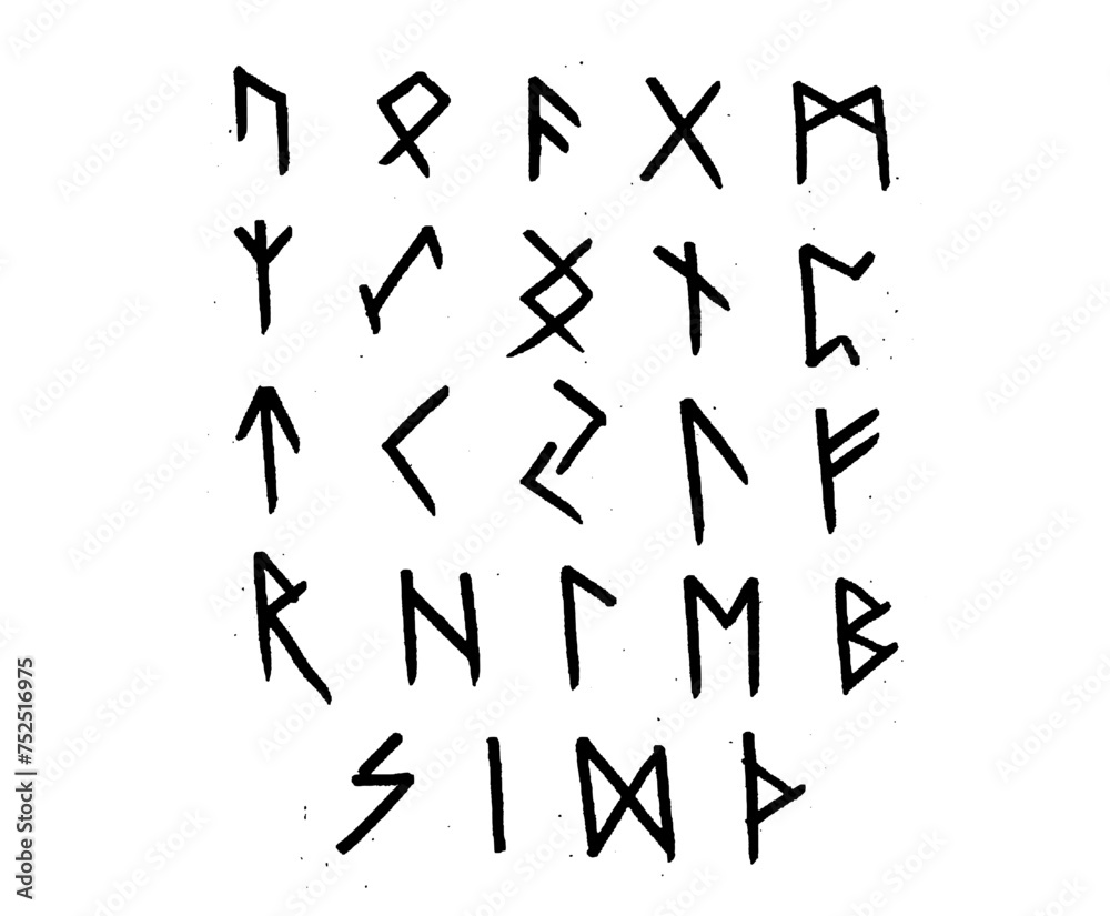Midivial Runes Image vectorielle Stock Viking runes, elder futhark alphabet. Retro ...