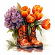 boots and tulips