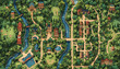 Floral Theme Park Maps, theme park map, floral landmarks, navigational design vector illustration