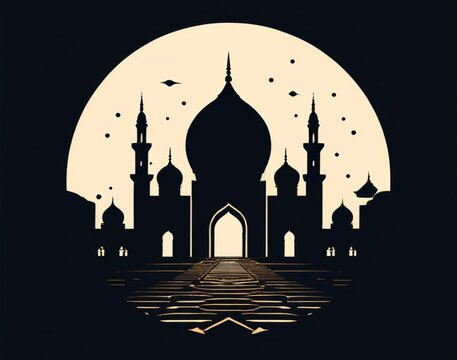 Mosque outline logo, Muslim holiday of Ramadan