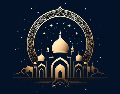Mosque outline logo, Muslim holiday of Ramadan