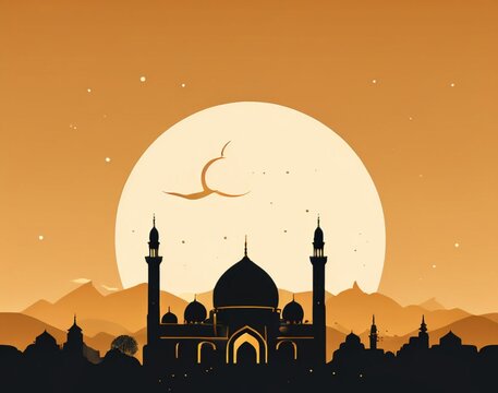 Mosque outline logo, Muslim holiday of Ramadan