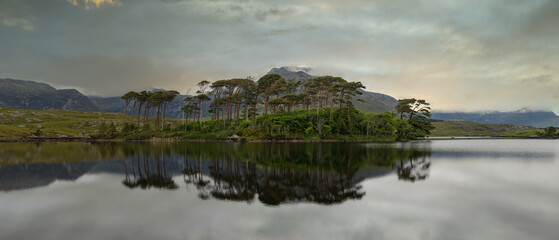 Poster - Morning scene with a cloudy day in Galway Ireland, Pine Island