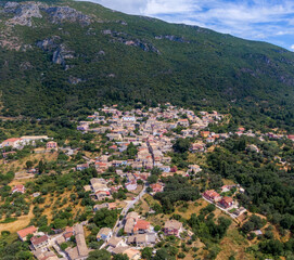 Aerial view from the drone of the village of Skripero on the Greek island of Corfu in Greece,Europe