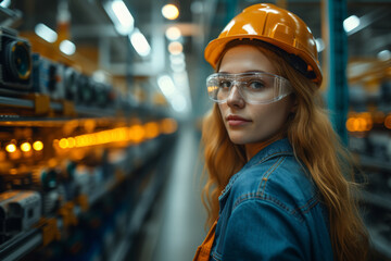 Poster - skilled workers assembling high-performance batteries for electric vehicles, a crucial step in reduc