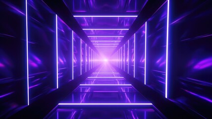 Poster - A futuristic tunnel with vibrant neon lights. Ideal for technology and transportation concepts