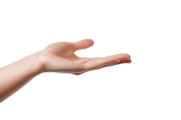 Poster - A person holding out their hand on a white background. Suitable for various concepts