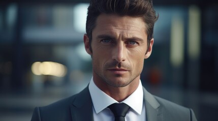 Poster - Close up of a person wearing a suit and tie, suitable for business concept images