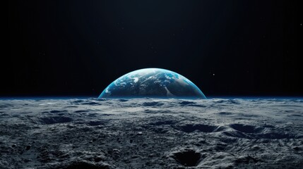 Poster - A stunning view of Earth from the moon's surface. Perfect for educational materials or space enthusiasts