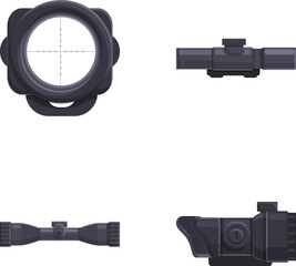 Poster - Sniper sight icons set cartoon vector. Various sniper optical sight. Weapon, military concept