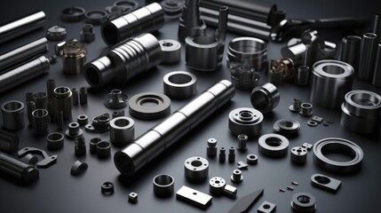 Poster - Assorted pipes and fittings for industrial use. Ideal for engineering projects