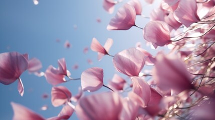 Sticker - A bunch of pink flowers floating in the air. Perfect for spring-themed designs