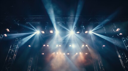 Aufkleber - A stage with an abundance of bright lights. Perfect for concerts and performances