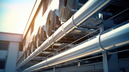 Poster - Row of air conditioning units on a building facade. Suitable for commercial or industrial use