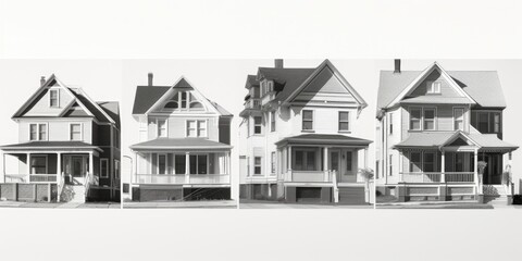Poster - A striking black and white photo of a row of houses, perfect for real estate or architectural projects