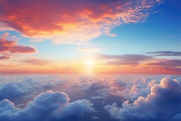 Aufkleber - A beautiful sunset over fluffy clouds. Ideal for travel or weather concepts