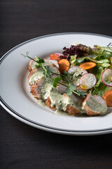 Wall Mural - Salad with chicken, radishes and carrots. Close-up