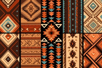 Poster - Various vibrant patterns on a dark backdrop. Suitable for graphic design projects