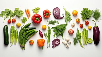 Aufkleber - Assorted fresh vegetables on a clean white background, ideal for healthy eating concepts