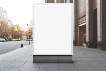 Poster - A blank billboard on the side of a city street. Perfect for advertising purposes