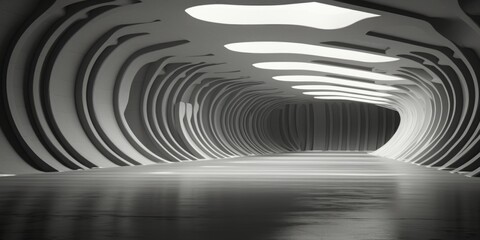Aufkleber - A mysterious tunnel in black and white. Suitable for various projects