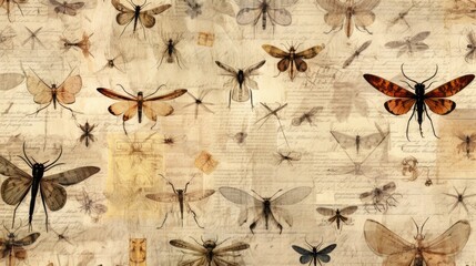 Wall Mural - A group of insects gathered on a piece of paper. Suitable for educational materials