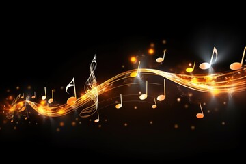 Poster - Group of musical notes on a black background, perfect for music-related designs