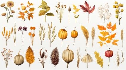 Poster - A diverse collection of colorful flowers and green plants. Perfect for botanical designs and nature-themed projects