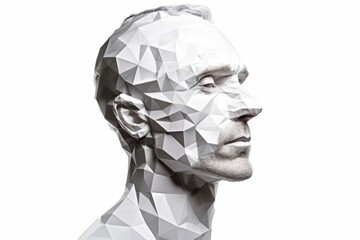 Poster - Close up of a man's face made of triangles. Suitable for abstract design projects