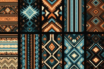 Poster - A set of nine different colored patterns. Perfect for various design projects