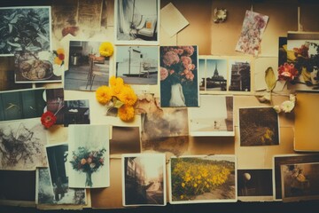 Poster - Assortment of pictures hanging on a wall, suitable for interior design projects