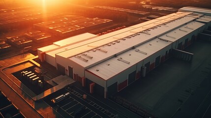 Poster - A bird's eye view of a spacious warehouse. Ideal for industrial concepts