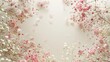 romantic, unique light tan colored wedding card, the background with light pink and white Gypsophila paniculata flowers