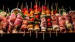 catering buffet with variety of food snacks and appetizers . Cold Cut with Copy Space. Food Concept with copy space.