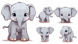 Fototapeta Dziecięca - Cartoon elephant freehand draw cartoon vector illustration