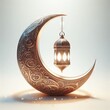 Ramadan kareem background lanterns and golden ornate crescent Ramzan Mubarak
