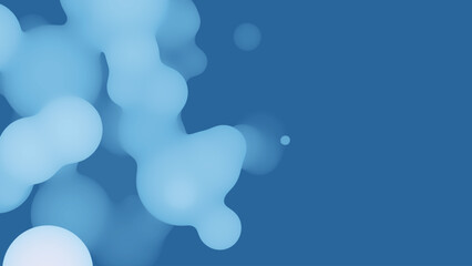 Aufkleber - Abstract 3d fluid metaball shape with bluish balls. Synthwave liquid organic droplets with gradient color.