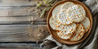 Matzah Crackers on a Wooden Table