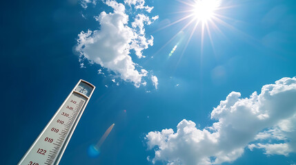 Wall Mural - sky with bright sun and thermometer