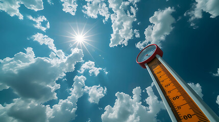 Wall Mural - sky with bright sun and thermometer