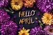 wallpaper the words hello april in yellow and purple flowers Generative AI