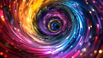 Multicolored vortex energy, cosmic spiral waves, colorful swirl tunnel, dimensional portal, abstract futuristic digital background