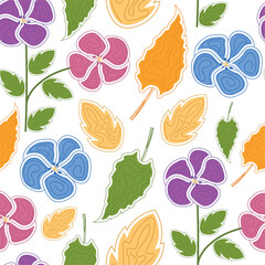 Canvas Print - Colored floral pattern background Wallpaper Vector illustration