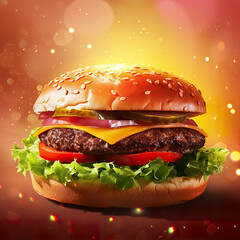 Poster - template of burger, illustration 