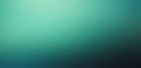 Grainy gradient aqua green background light to dark ocean green smooth noise texture aquamarine banner backdrop design