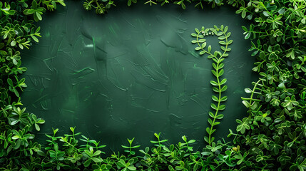 Poster -  International Women's Day background with copy space, green background with plants