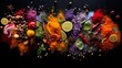 Series of colorful culinary spices in artistic layouts
