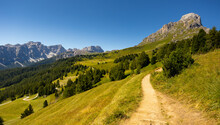 Majestic View Of Goma Pass At Dolomite Mountains In Summer Day