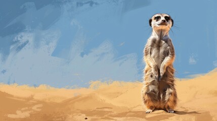 Wall Mural - Curious meerkat illustration generative ai