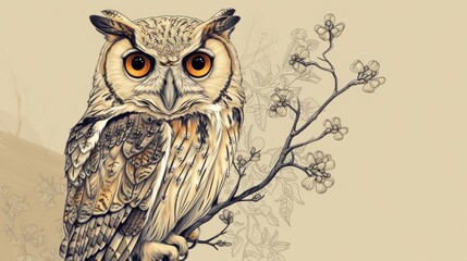 Wall Mural - Enchanting owl illustration, generative ai